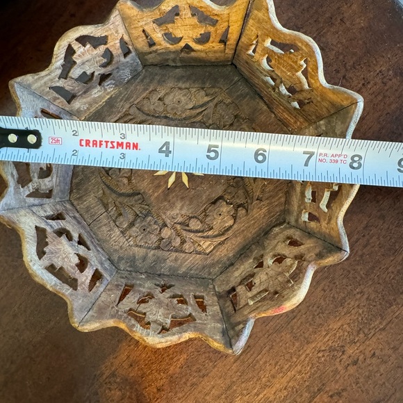 INLAID WOOD TRAY WITH FLOWERS - OCTAGON SHAPE - Picture 9 of 11